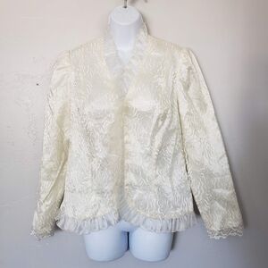 Cattiva New York Vintage Women's 8 Ivory White Fancy Blazer Jacket Embroidered